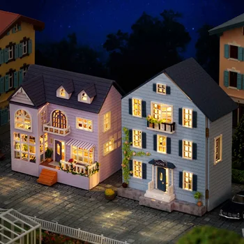 Новый набор для деревянного миниатюрного строительства Своими руками Кукольные домики С мебелью Light Molan Casa Dollhouse Игрушки ручной работы Для девочек Рождественские подарки