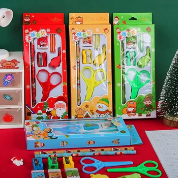 1 комплект Рождественских Канцелярских Принадлежностей 6 В 1 Набор Подарочных Коробок Для Учащихся Начальной школы Детский Рождественский Подарок Награда