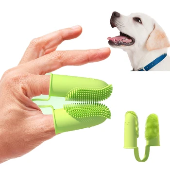Мягкая зубная щетка для собак с двумя пальцами, щетки для чистки зубов домашних животных, Аксессуары для зубных щеток Tpr для собак, аксессуары для неприятного запаха изо рта