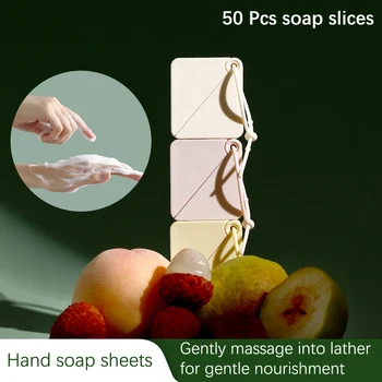 50шт одноразовой мыльной бумаги для ванной комнаты, удобные мыльные хлопья для путешествий, Ручная стирка, Чистое ароматизированное Мини-бумажное мыло