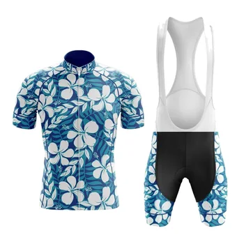 Новый Классический Синий Гавайский летний мужской комплект из джерси для велоспорта, Шоссейный велосипед Pro Team MTB, Спортивная одежда, Велосипедная одежда