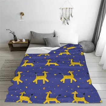 Забавное мультяшное одеяло с жирафом, Фланелевое Зимнее Многофункциональное Супер Мягкое одеяло для дивана, Уличное одеяло