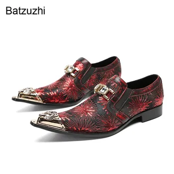 Batzuzhi, роскошные оксфордские туфли, мужские модные модельные туфли из натуральной кожи, мужские официальные красные свадебные туфли без застежки, вечерние туфли, мужские!